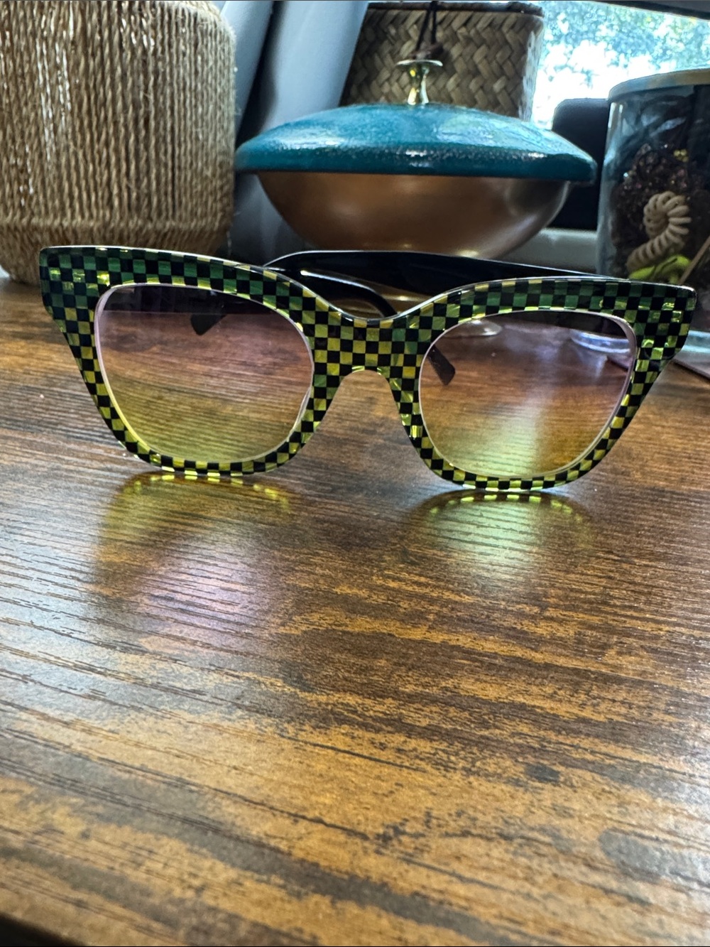 Checkerboard Retro Frames in Green and Black